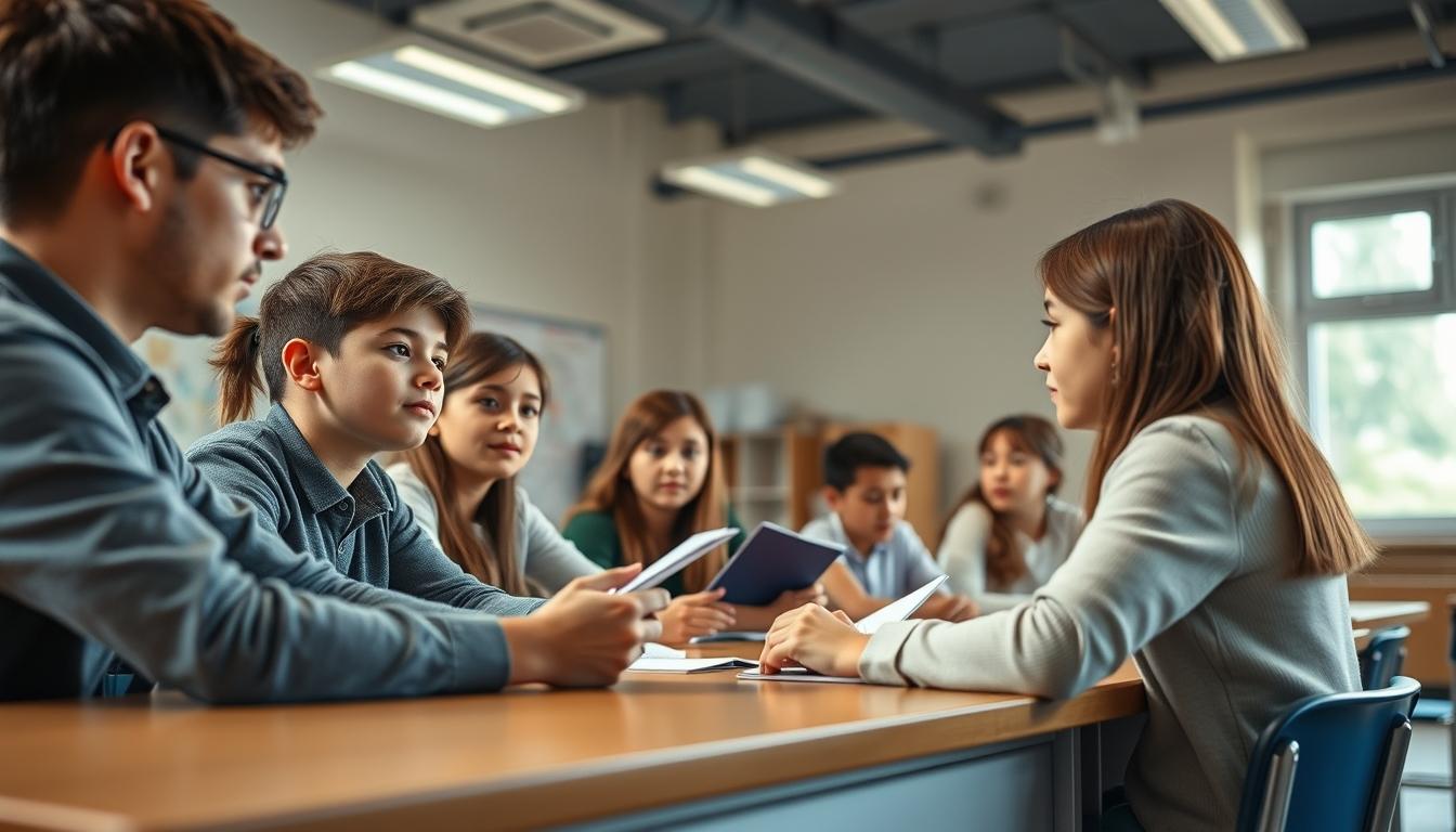 Student using a study guide to organize academic notes